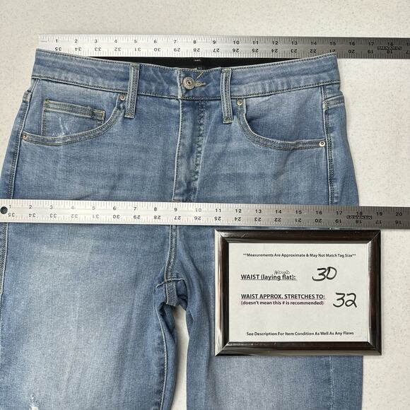 Lularoe Shorts 30 US 10 12 Skinny Bermuda Cuffed Blue Denim Tummy Panel EUC - Picture 3 of 9